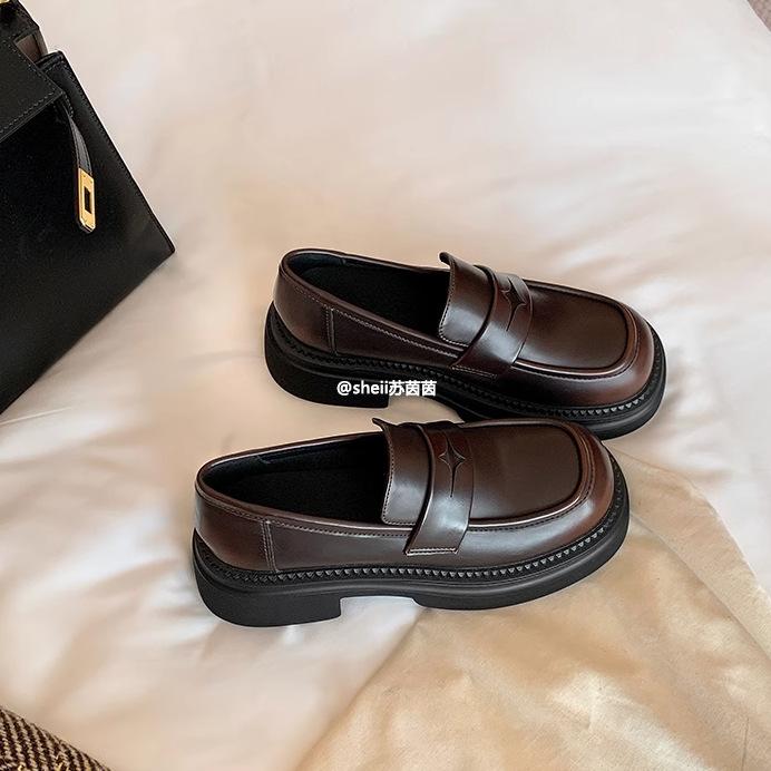 

[Су Иньинь в том же стиле] Благосостояние~ Британский стиль ретро полированные на толстой подошве ленивые лоферы женские маленькие кожаные туфли 40