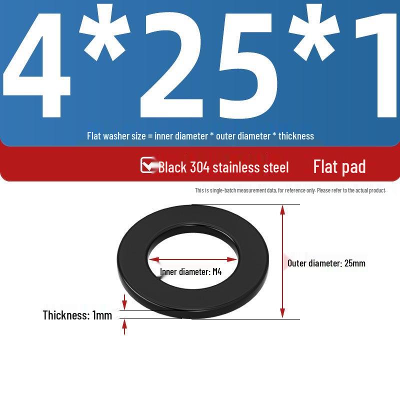 Ultra-Thin Black Zinc-Plated Stainless Steel Flat Washer (M2-M20)