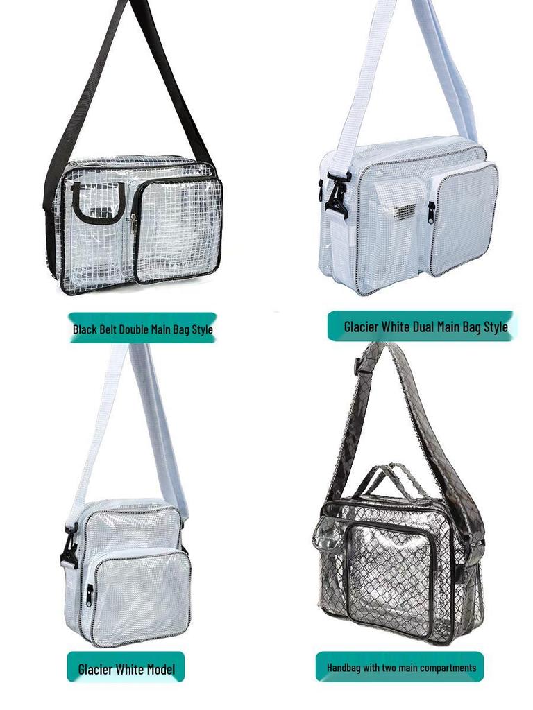 Transparent Anti-Static PVC Tool Bag - Dust-Free Cleanroom Crossbody/Shoulder Bag with Grid Storage