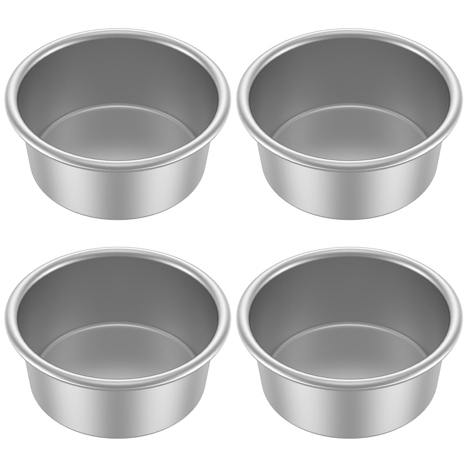 

4/8Pcs Cake Bake Pan Non-Stick 4inch Round Cake Tin Stainless Steel Mold Pan Reusable Cake Bakeware Dishwasher Safe Baking Mold