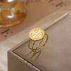 Lucktune Stainless Steel Open Ring Vintage Jerusalem Cross Evil Eye Adjustable Finger Ring Women Gold Color Jewelry Party Gift