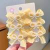 6Pcs Girl Hairpin Hand-Sewn Bow Hair Clip with Imitation Pearl Beads Macaron Color Safe Scalp-friendly Hairpin Hair Accessories