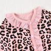 Noworodek Baby Flare Sleeve Leopard Printed Kombinezon Romper + opaski