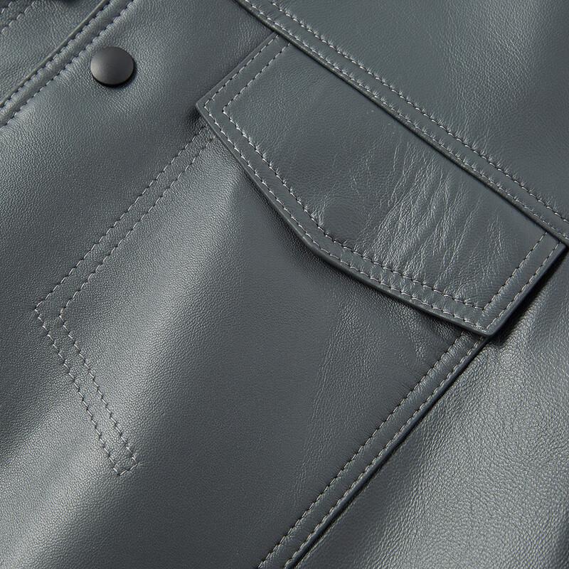 FAPAI Men's Sheepskin Lapel Leather Jacket