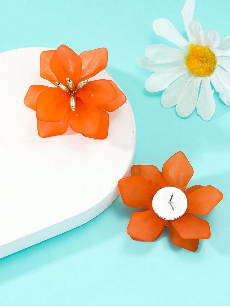 Delysia King Women Romantic Temperament Acrylic Petal Earrings Girl 2025 Cute Lifelike Flower High Grade Ear Stud