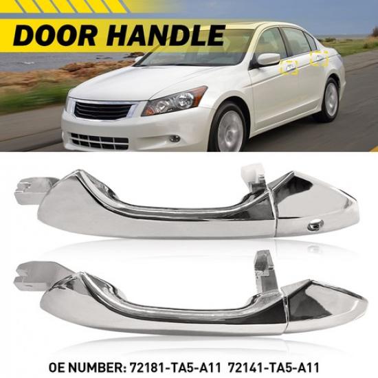 4X Front Right Rear Left Exterior Door Handle Chrome For 2008-2012 Honda Accord