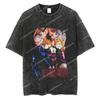 Jujutsu Kaisen T-Shirt Streetwear Gewaschenes Schwarz Oversized Kurzarm Lässig Tägliche Kleidung Gojo Satoru & Sechs Augen Unbegrenztes Leeres Kunstwerk