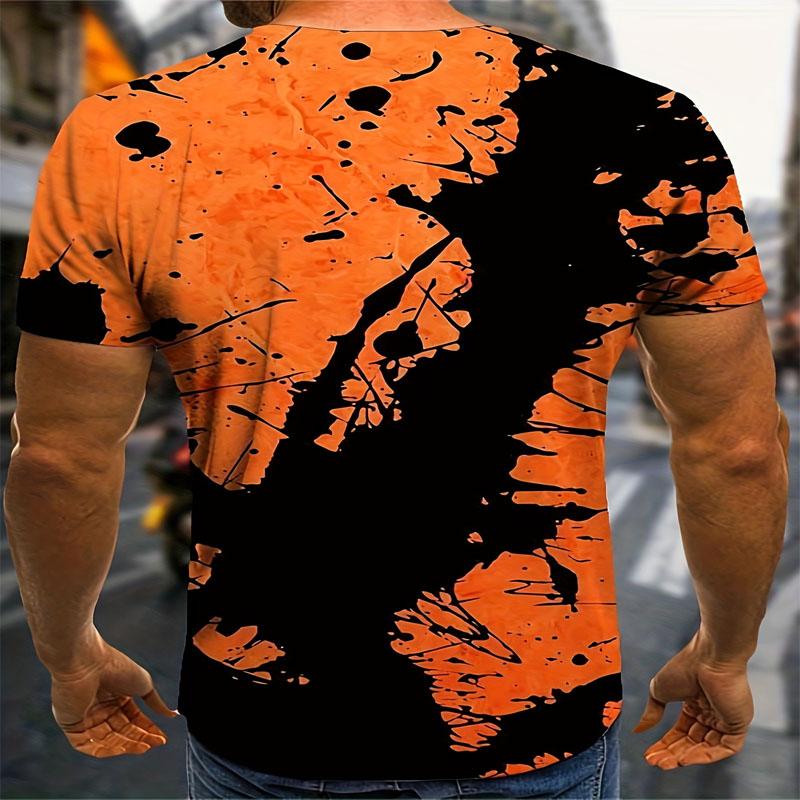 Summer Outdoor Polyester Fiber Composition Men's Fashionable Sports Short Sleeved Round Neck T-shirt 3D Digital Printing Pattern