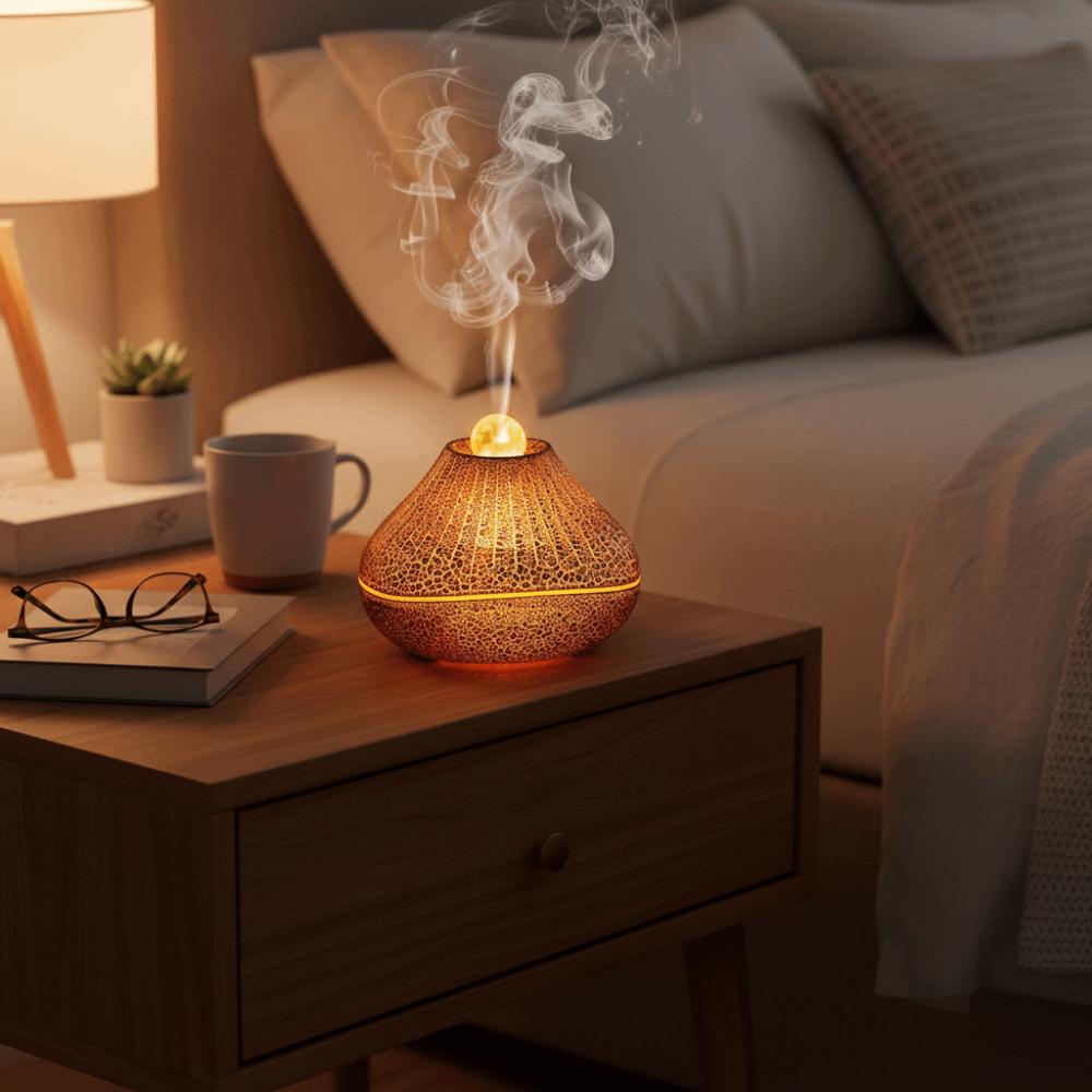 Simulation Flame Volcanic Aroma Diffuser 160ml Capacity Essential Oil Diffuser for Home