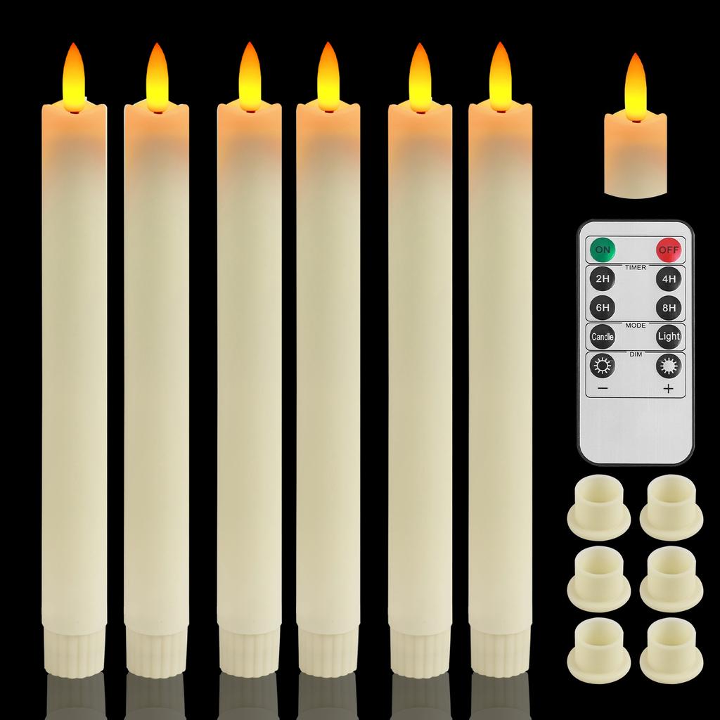 Flameless Taper Candles with Remote Timer LED Candlesticks Battery Operated Flickering Window Candle for Christmas Wedding Decor