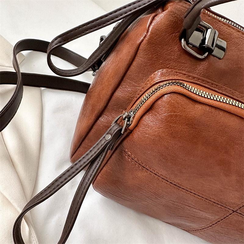 Soft leather PU vintage bag for women shoulder bag crossbody travel business tote handle large capacity brand