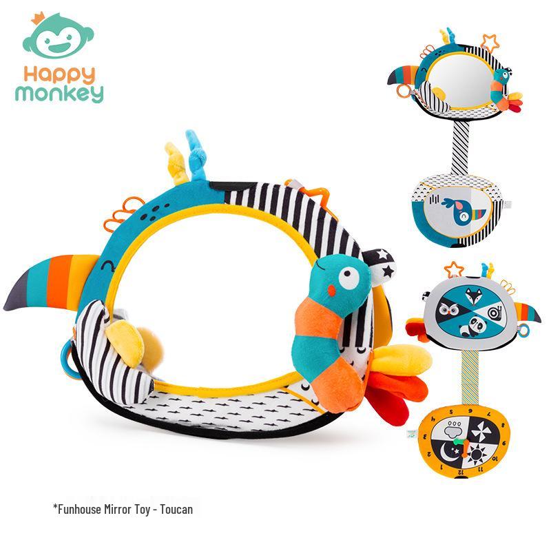 Happy Monkey Baby Mirror: Flip-Fold Visual & Grasping Development Toy