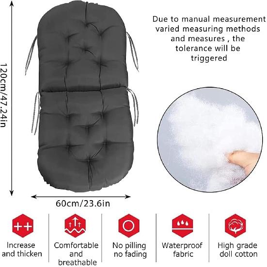 Swivel Rocker Cushion, Washable & Uv-Resistant Rocking Chair Pads, Cushion Mat for Recliner Rocking Rattan Chair Folding Garden Seat Cushion Sofa