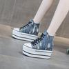 Women's shoes 2025 autumn and winter new high-top casual shoes old ripped denim platform muffin shoes women's super high heels