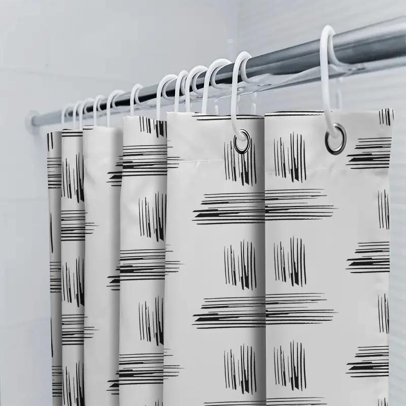 White Black Striped Shower Curtain Waterproof Bathroom Decor Modern Abstract Design Pattern For Home Decoration