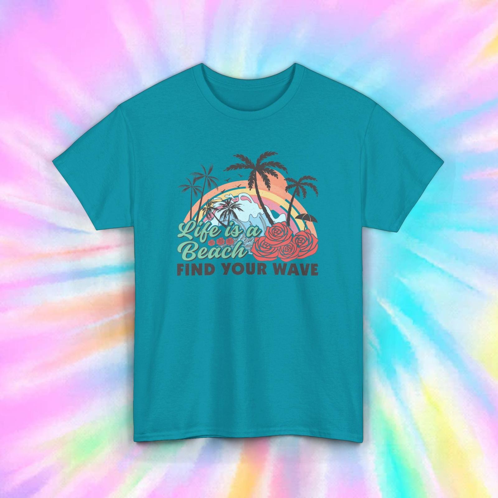 Life is a Beach T-Shirt | Find Your Wave Palm Trees Graphic Tee | Summer Vibes L