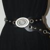 Women's Retro Western Cowboy Leather Belt with Rivet and Eyelet Accents