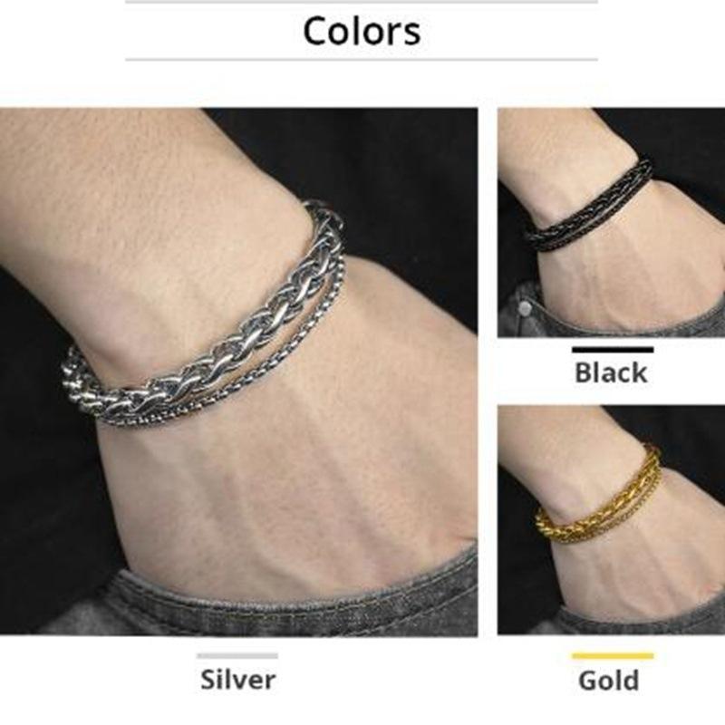 

Новый европейский и американский доминирующий трехцветный мужской браслет из нержавеющей стали