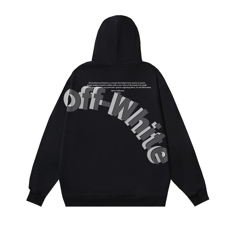 Off-White 2025 Autumn/Winter New Large Slant LOGO Letter Printed Hoodie Hoodie for Men and Women