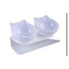 Double Cat Feeding Bowl PC Plastic Cat Shape 2 Cat Feeder Container 15 Degree Tilted Pet Inclination Stand Cats Feeding Bowl