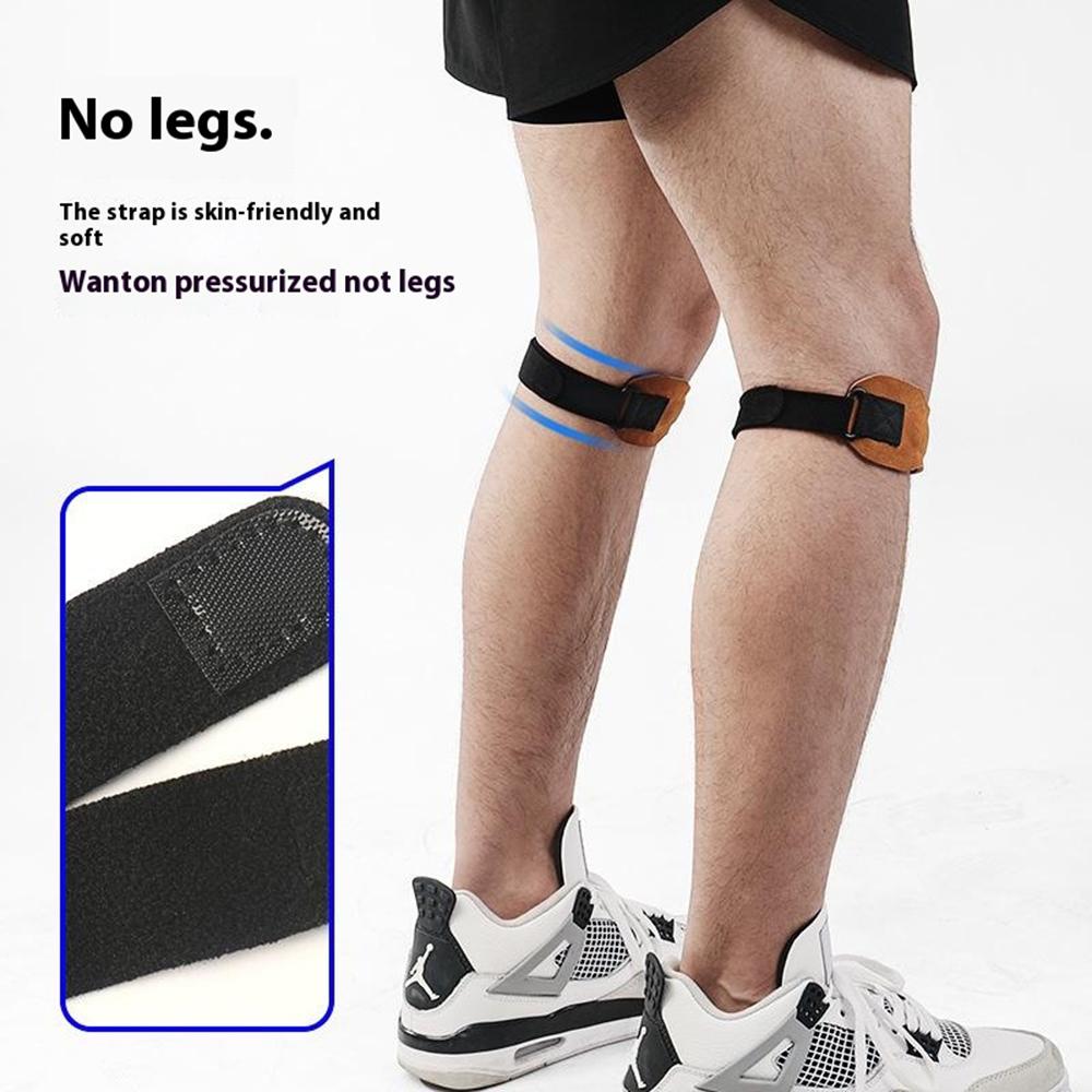 GOUNOD H15 1Pc Sports Compression Knee Strap Double Layer Cowhide Leather Patella Support for Running/Cycling