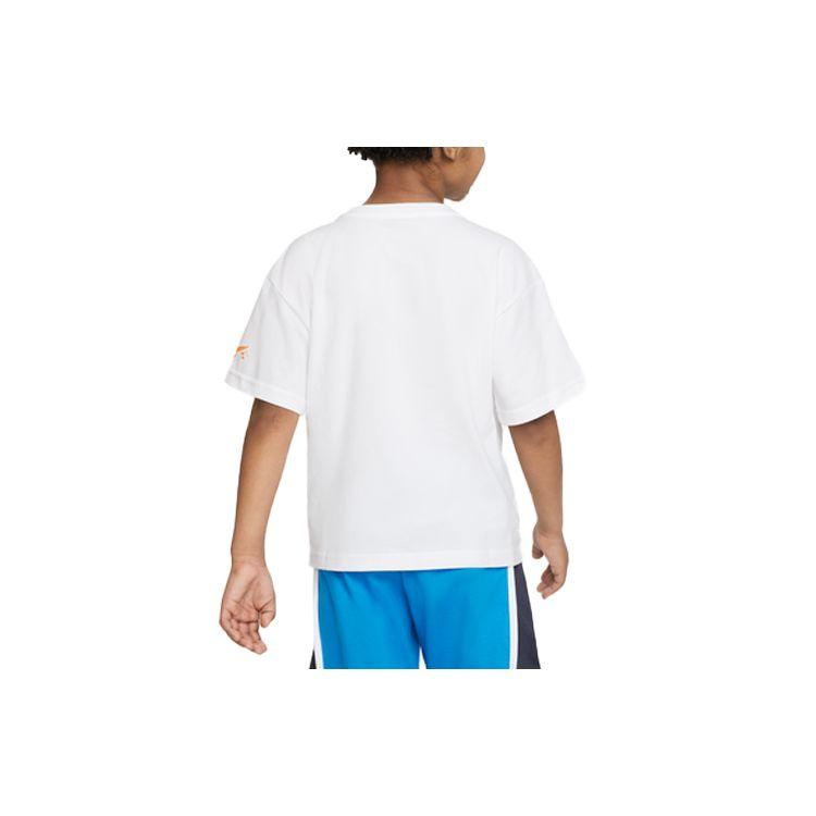 Nike Coral Reef Letter Print Loose Round Neck Short Sleeve T-Shirt Kids Tops White FQ0635-100
