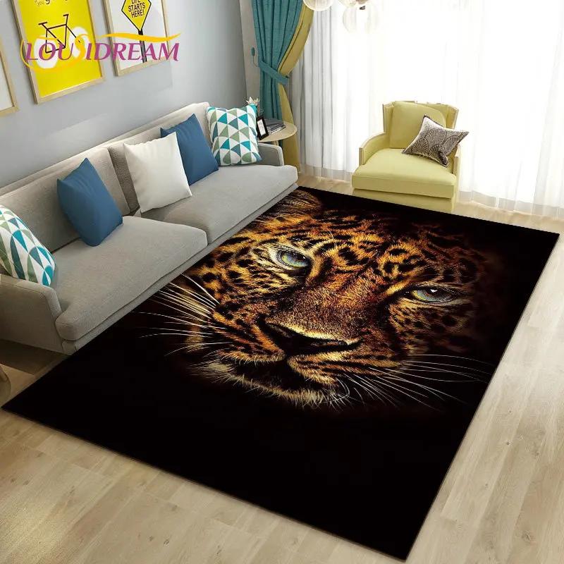 3D Cartoon Dier Luipaard Jachtluipaard Gebiedskleed Tapijt voor Woonkamer Slaapkamer Speelkamer Sofa decoratie huis Antislipkleed Vloermat Zacht