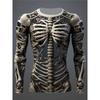 3D Schedel Skinny Shirt, Donkere Cyberpunk Lange Mouwen T-shirt, Essentieel voor Halloween & Rave Festivals