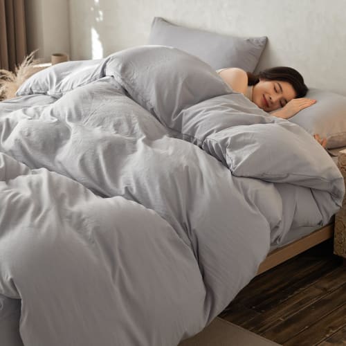 Lemon Bear Double Duvet Cover [CICA Softening Finish, Washable], Super Absorbent, Quick-Drying, Washable, All-Season, Antibacterial, Odor Resistant, 8