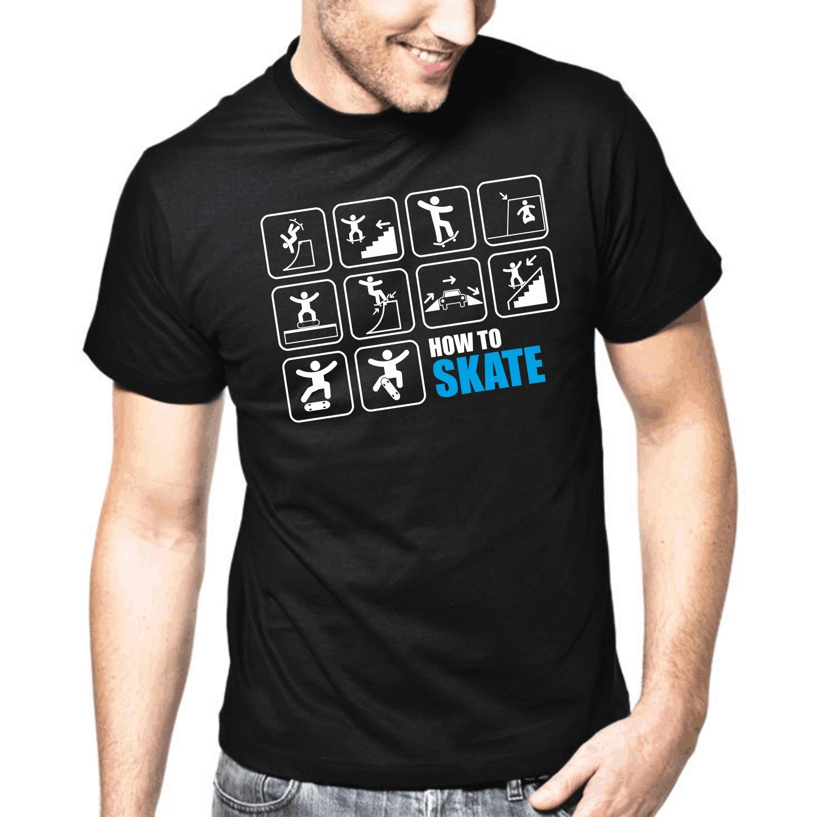 Men s and Women s T-shirts How To Skater Skates Urban Street Skating Retro Said Fun Gift S