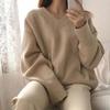 Women's Autumn & Winter Korean Style V-Neck Sweater Loose Lazy Style Versatile Pullover Knit Top Base Layer for Women
