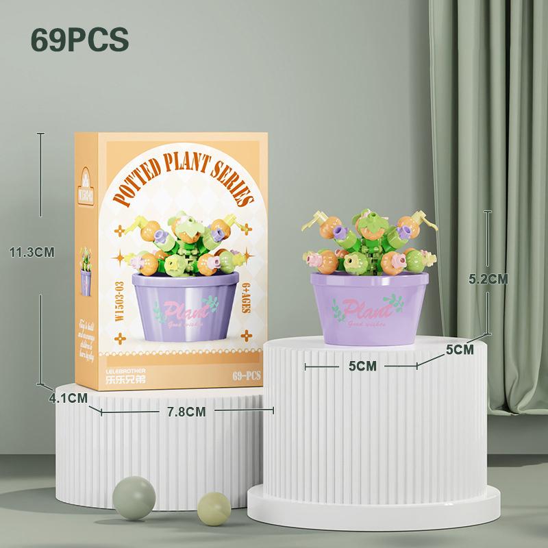 Flower Succulent Potted Model Building Block Diy Eternal Bouquet Home Desk Plant Decor Brick Girl Gift Children Toy