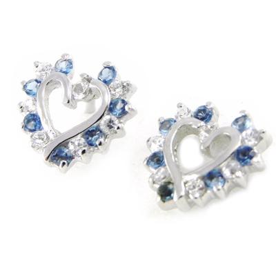 [B9529] - Silber Ohrringe 'Precious Little Heart' Blau Weiß