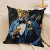 European Fashion Leopard Cushion Cover Silky Short Plush Invisible Zipper Dustproof Sofa Pillow Case for Home Decor