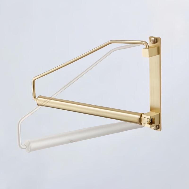 Brushed Gold Retractable Brass Wall-Mounted Clothes Hanger