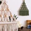 ZDQ Aesthetic Woven Christmas Tree Macrame Tapestry Wall Hanging Pendant with Decorative Tassel Cotton Rope for Apartment Decor