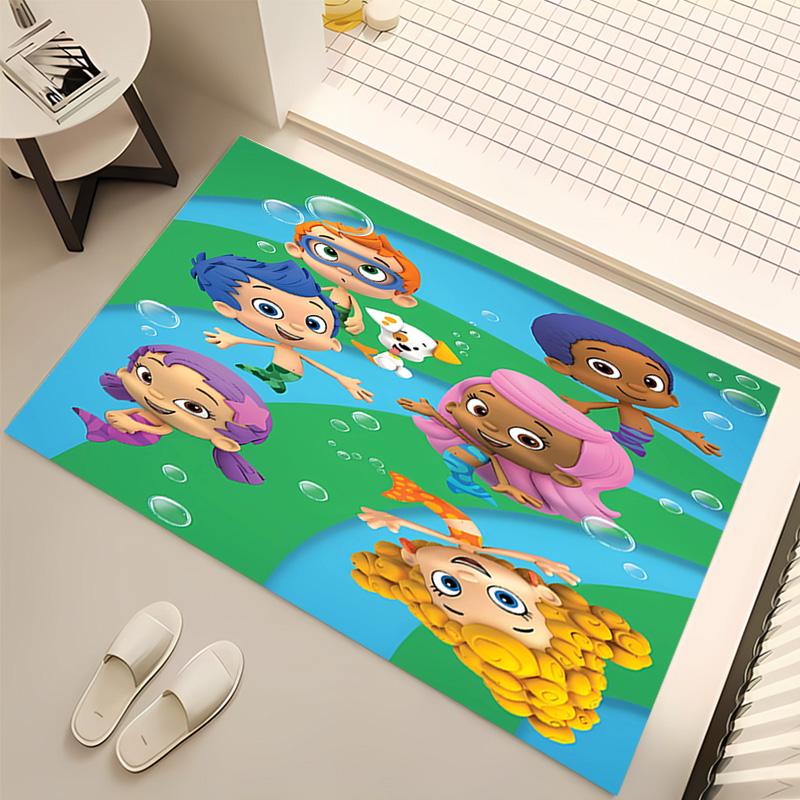 1pc Bubble Guppies Print Area Rug - Soft, Washable Non-Slip Indoor Mat, Living Room, Home Office Decorative Rug,Office Decorative