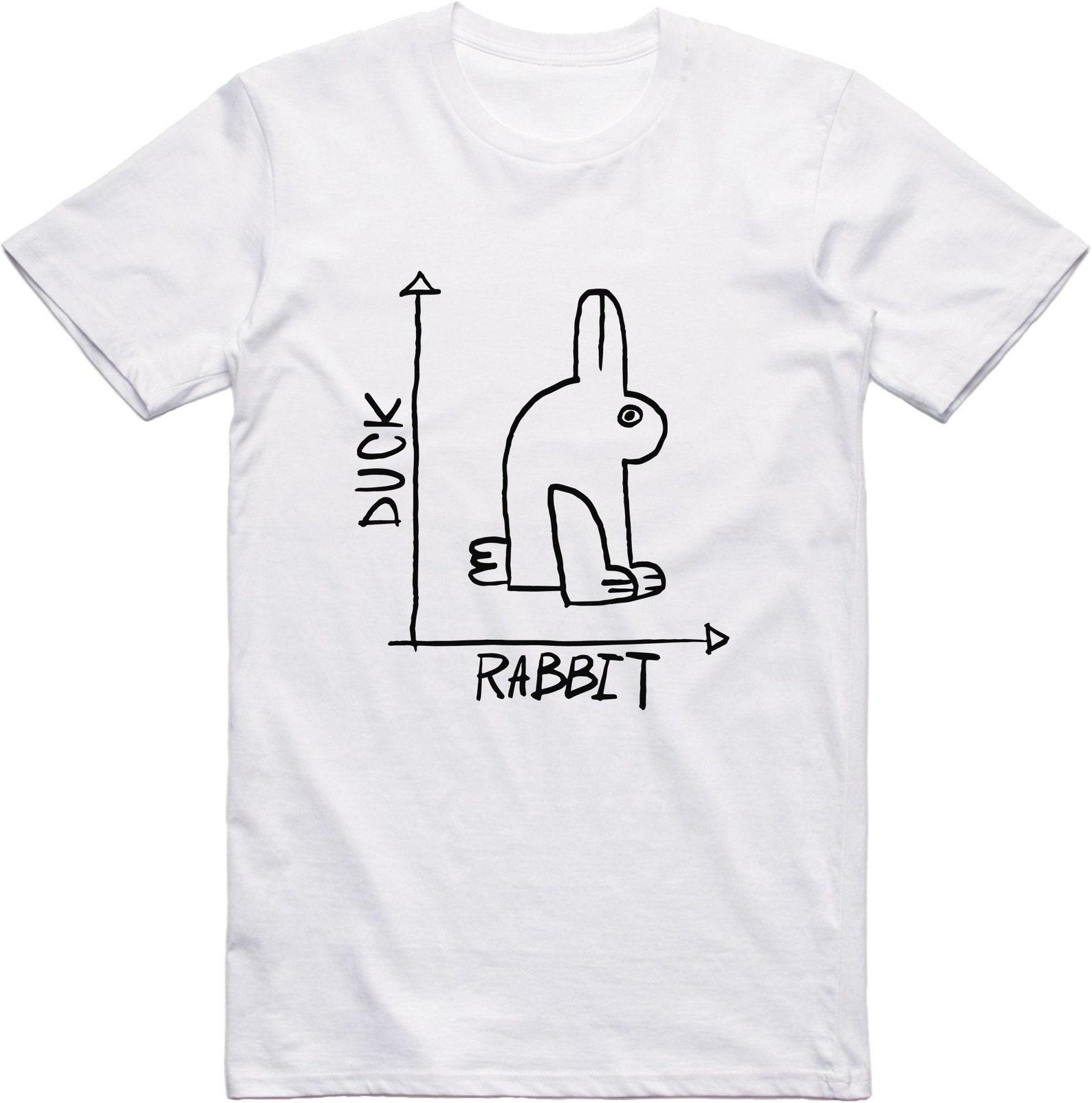 Mens Funny T-Shirt Rabbit Duck Design Regular Fit 100% Cotton Tee L