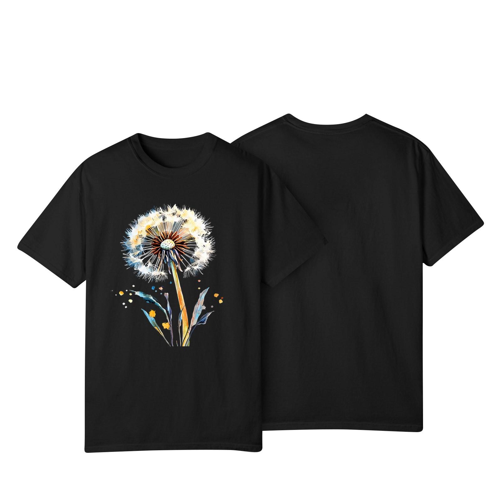 

Женская повседневная футболка с принтом подсолнухов Street Slim Fit с коротким рукавом L чёрный