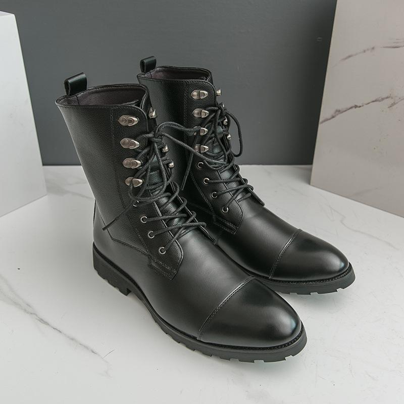 

Large Size Long Leather Boots 48 Size 2025 British Leather Shoes Martin Boots High Top Cow Outdoor Boots Men s Boots 38 чорний
