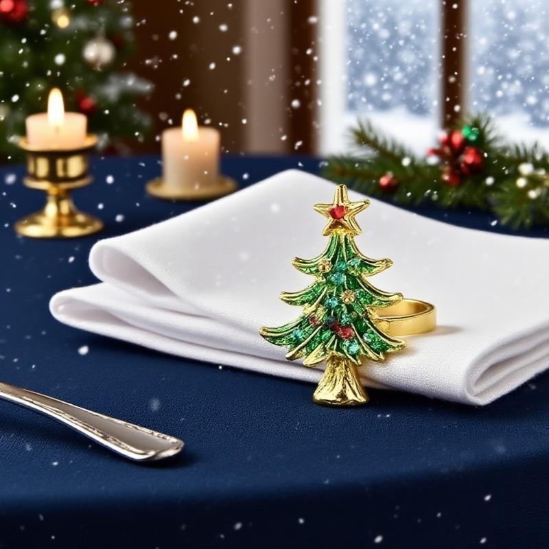 1-40PCSChristmas Tree Napkin Ring Holders Festive Dining Table Accessories for Restaurant Holiday Party Supplies Home Decoration