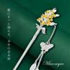 [Miaomyao] Kanzashi (Japanese hair ornament), single piece, for Japanese formal wear, formal kimono, antique style, flower, osmanthus, silver, hair
