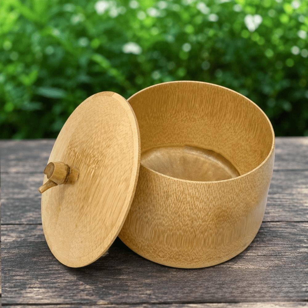 Bamboo Storage Jar Matcha Powder Jar Natural Bamboo Powder Container For Coffee Powder
