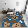 Cartoon Dog Bone Flannel Blanket  Instagram Style Warm Nap Kids Room Home Decor Throw