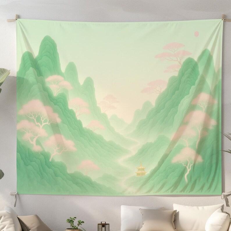 Zen-inspired Green Mountain tapestry 75x100 чёрный