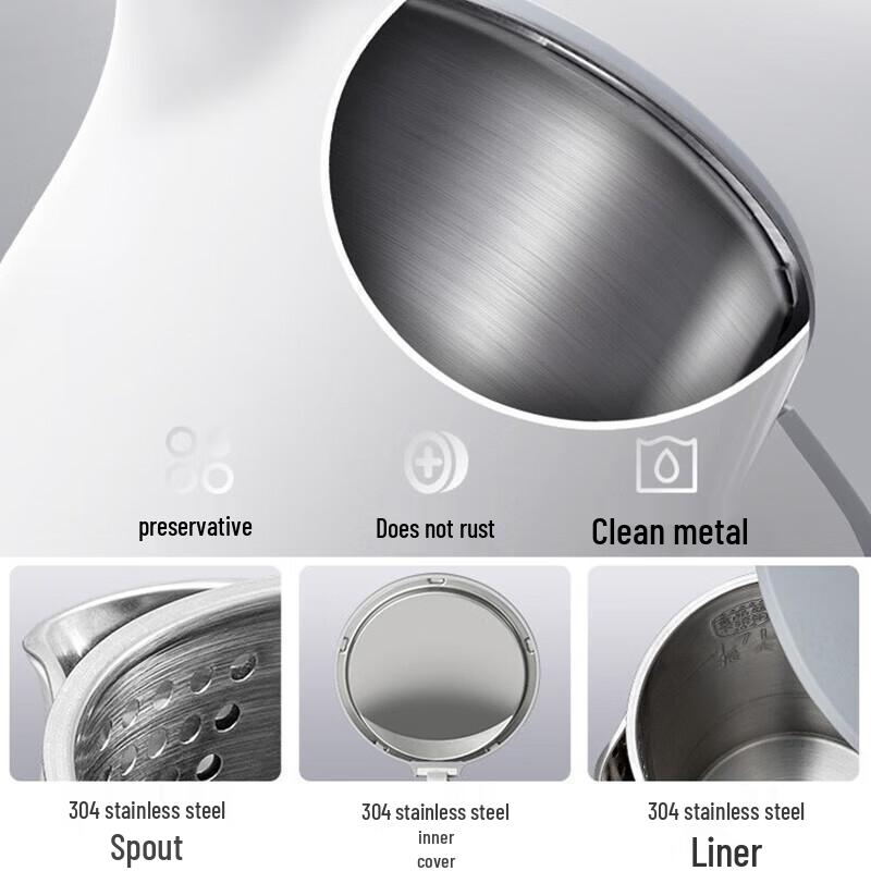 SUPOR 1,7L Dubbelväggig Elektrisk Vattenkokare i Rostfritt Stål 304 Anti-Skållning