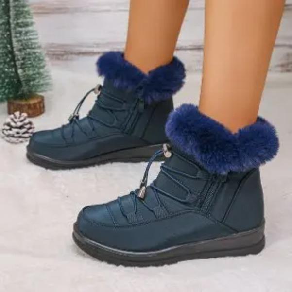 

Waterproof Snow Boots Women New Non Slip Faux Fur Winter Short Boots Zipper Plush Comfort Warm Ankle Boots Botas Para Mujer 40