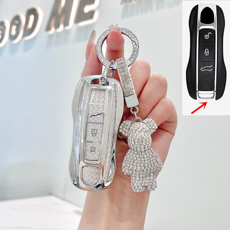 TPU Car Remote Key Cover Case Holder shell Chain Protector Fob For Porsche Taycan Panamera Macan Cayenne Hybird 718 911 Boxster