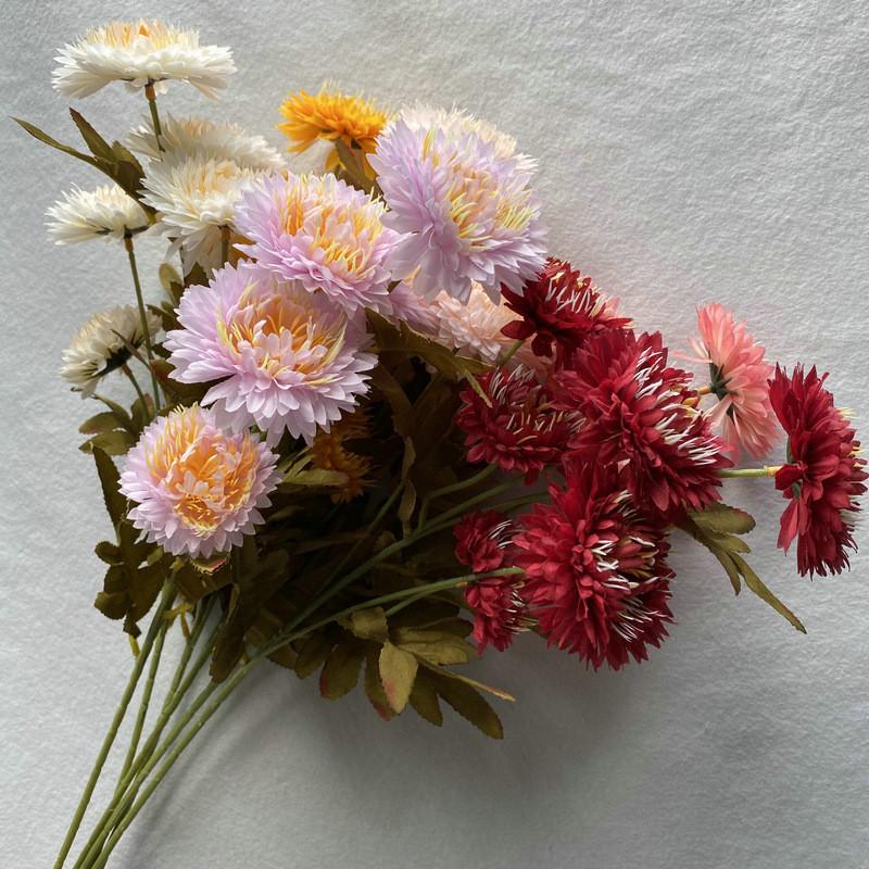 Realistic Silk Chrysanthemum Floral Stems For Banquet Hall Home Decoration