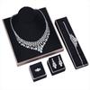 Luxury AAA Zircon Charm Bracelets Pendant Necklace Dangle Earring Rings Sets Fashion Nigerian Wedding Jewelry Set Dubai Bridal